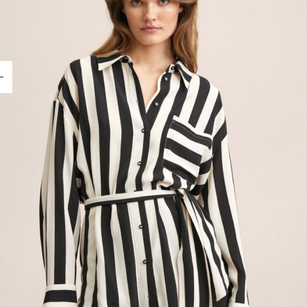 MNG NWT Oversize striped shirt Sz M